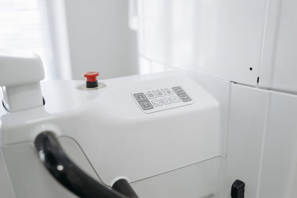 Close-up of advanced dental machine in a bright, modern clinic.